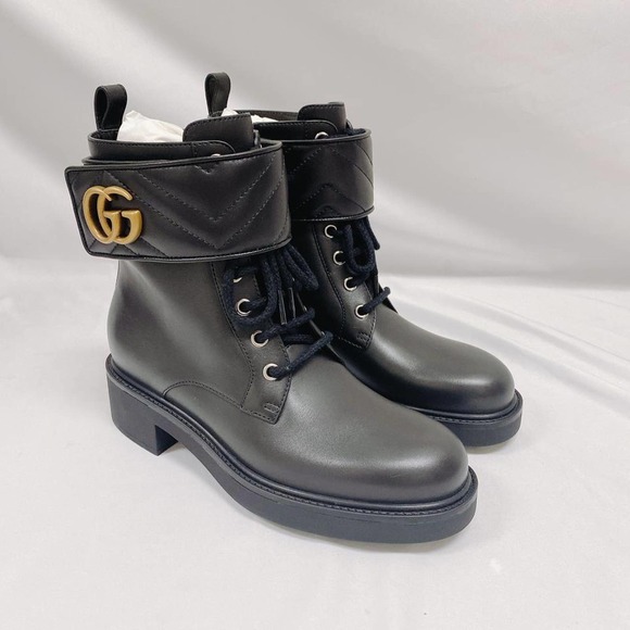 GUCCI Marmont GG logo leather boots - Picture 5 of 9